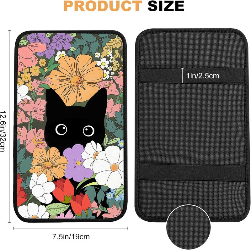 Adastrah Black Cat Auto Center Console Pad,Soft Waterproof Car Center Console Cover Auto Armrest Seat Box Cover Protector for Most Vehicle SUV Truck Car - Image 5